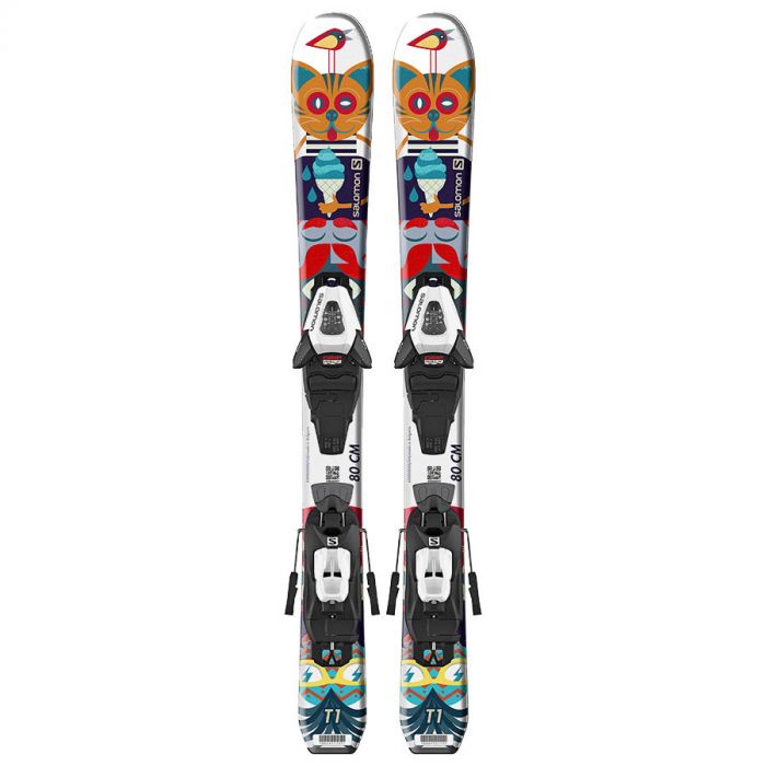 Горные лыжи Salomon E S/Max Jr XS + C5 GW J White/Multicolor (2022)