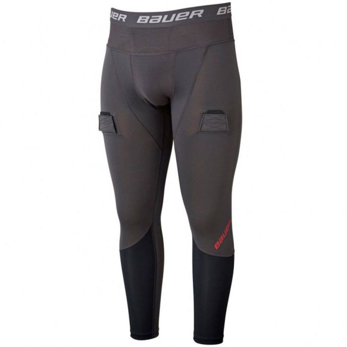 Брюки компрессионные с раковиной Bauer Pro Lock Jock Pant SR grey/black (1054546)