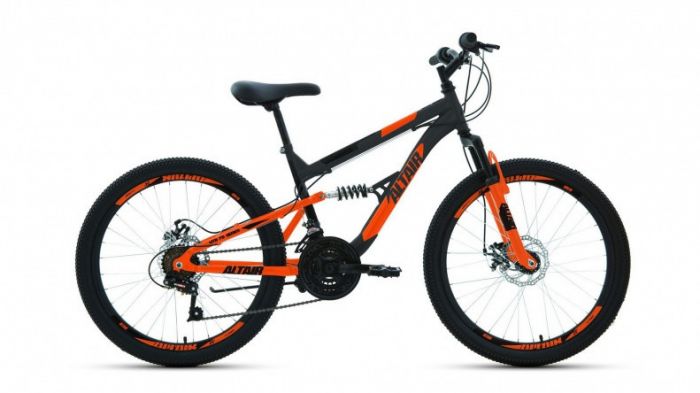 Велосипед Altair MTB FS 24 disc темно-серый/оранжевый Рама: 15" (2021)