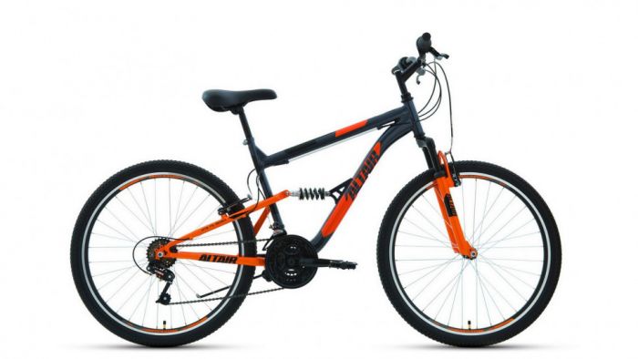 Велосипед Altair MTB FS 26 1.0 темно-серый/оранжевый рама: 18" (2022)