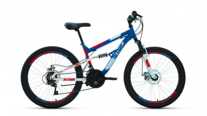 Велосипед Altair MTB FS 24 disc синий/красный Рама: 15" (2022)